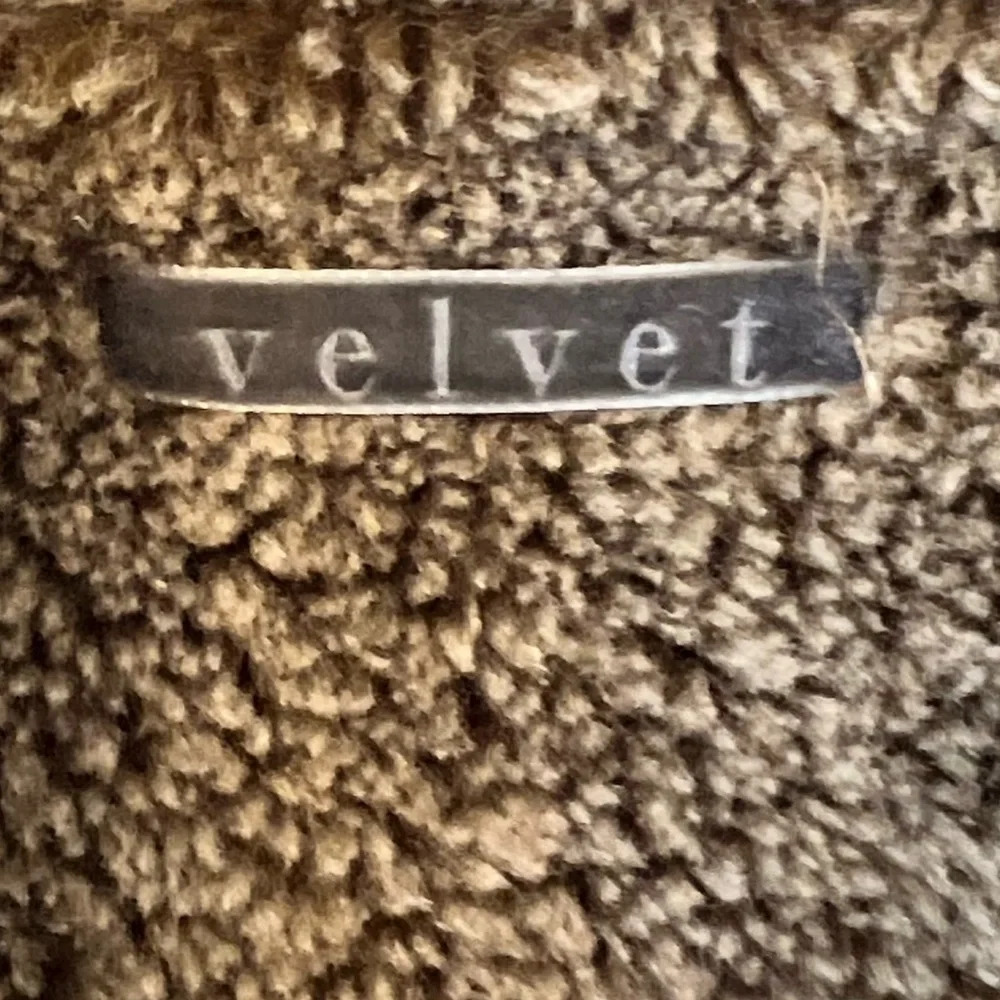 Velvet Taupe Faux Leather Vest Womens Open Front Pockets Faux Fur - Picture 9 of 9